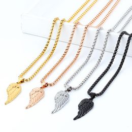 feather chains UK - Chains WIWI Black Feather Pendant Necklace Gold Double Wing Charms Necklaces Hip Hop Punk Square Men Women Jewelry Finding