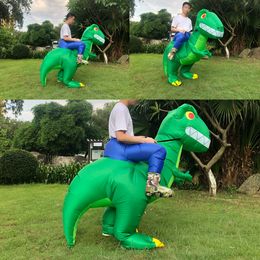 Mascot doll costume Carnival Ride on Dinosaur Inflatable Costume Halloween Party Costumes Adult Fancy Disfraz Purim Mascot Green Dino Blow U