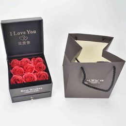 Beautiful Gift Soap Foam Rose Jewellery Box with 100 Language I Love you Necklace For valentines Day Gift