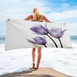 purple items Australia - Towel Purple Tulip Beach Household Item Bathroom Accessories Microfiber Bath Towels Mat Yoga