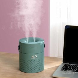 1100ml Large Capacity Air Humidifier Dual Spray 4000mAh USB Rechargeable Wireless Ultrasonic Aroma Diffuser Color Light Fogger 210724