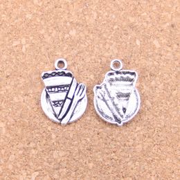 82pcs Antique Silver Bronze Plated slice of pie plate fork Charms Pendant DIY Necklace Bracelet Bangle Findings 20*14mm