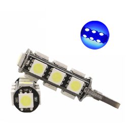 50Pcs/Lot Blue T10 W5W 5050 13SMD LED Car Bulbs Canbus Error Free 194 168 2825 Clearance Lamps Reading Licence Plate Lights 12V