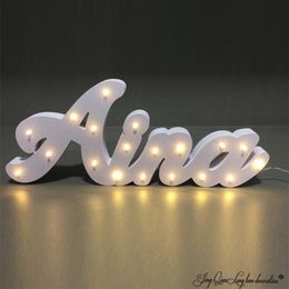 Personalised name LED light sign door cover night bedroom decoration wall wedding lamp 211105