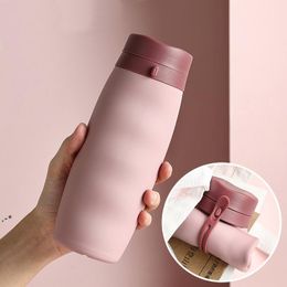 600ml Curly Folding Sport Water Bottles Silicone Portable Siliconed Telescopic Drinking Collapsible Multi-function Foldable by sea JJF11235