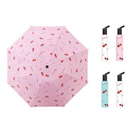 Umbrellas YADA Fashion Fruit Cherry Rain Uv 3 Folding Umbrella For Children's Women Windproof Female YS210004