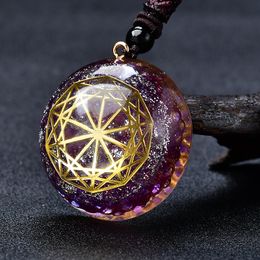 Purple Orgone Eye Energy Generator Pendant Necklace Crystal Chakra Gold Ormus Gift