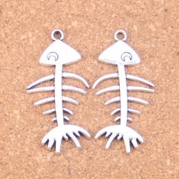 39pcs Antique Silver Bronze Plated fish bone Charms Pendant DIY Necklace Bracelet Bangle Findings 42*21mm