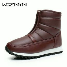 WGZNYN Fur Padded Women Boots 2020 Cold Weather Waterproof Warm Ankle Snow Boots Front Zip Anti-slip Casual Shoes Woman 35-42 W5