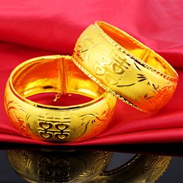 1pcs Dubai Bangle 18k Yellow Gold Filled Phoenix Engagement Wedding Women Bridal Bracelet Gift