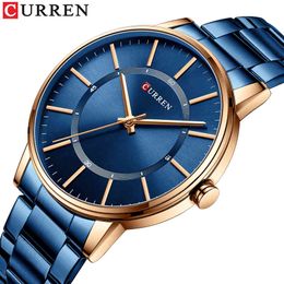 CURREN Fashion Quartz Watches for Men Luxury Brand Classic Business Stainless Steel Clock Simple Thin Relogio Masculino 210517