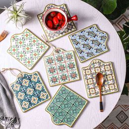 Moroccan Ceramic Trivet Pot Holder Non-Skid Heat Insulation Hot Pot Pad Mug Cork Mat Cork Holder Bowl Coasters Cocina Dropshipp CX220117