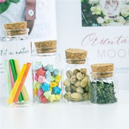 Capacity 50ml 80ml 100ml 150ml Glass Bottles with Cork Clear Jars Weding Gift Empty Containers 48pcshigh qty