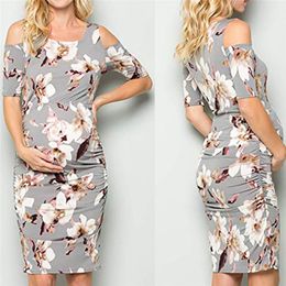 Maternity Dresses Fashion Floral Printed Sundress Summer Beach Long Spaghetti Strap Dress Clothes For Pregnant Women 4JH