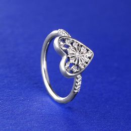 925 Sterling Silver Hearts of Winter With Clear Stones Ring Fit Pandora Charm Jewellery Engagement Wedding Lovers Fashion Ring For Women