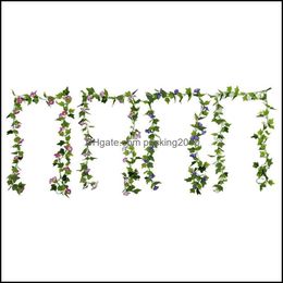 Decorative Flowers Wreaths Festive Party Supplies & Garden Artificial Morning Glory Flower Vines, Hanging Plants Greenery Garland Ivy For We