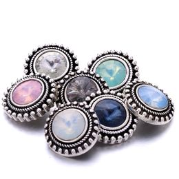 Retro Silver Colour Snap Button Round Charms Women Jewellery findings Rhinestone 18mm Metal Snaps Buttons DIY Bracelet jewellery wholesale