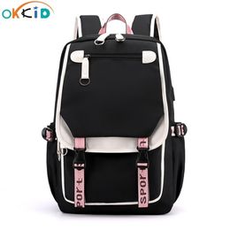 OKKID children school bags for girls kids book bag cute pink backpack gift waterproof big teenage 210809