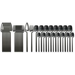 32Pcs Matte Black Cutlery Set Knife Fork Spoon Dinner Tableware 304 Stainless Steel Dinnerware Bar Party Flatware Silverware Set 211112