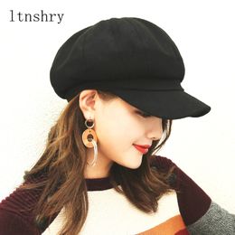 Fashion Woollen Octagonal Cap Hats Female adjustable 10 Colours Autumn Winter Stylish Artist Painter Newsboy Caps Beret Hats