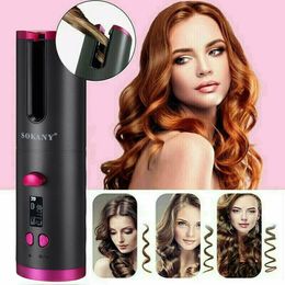 Auto Rotating Ceramic Hair Curler Cordless Hair Waver Curling Iron LCD Styling