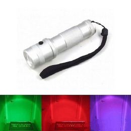 LED RGB Color Changing Torch Flashlight,3W Aluminium Alloy RGB Edison Multi color led flashlight rainbow of colors Flash gsh