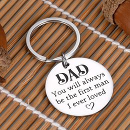 10Pieces/Lot Fathers Day Gifts for Step Dad Keychain Gift for New Dad You will always be the first man I ever loved Wedding Gifts for Fathe