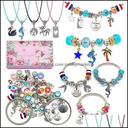 Earrings & Necklace Jewellery Sets Christmas Ornaments Diy Bracelet Set Advent Calendar Bracelets Aessory Kit Gift For Kids Drop Delivery 2021