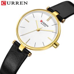 New Fashion Curren Brand Simple Leather Strap Gold Watches Women Clock Ladies Casual Dress Quartz Wristwatch Reloj Mujer Gift Q0524