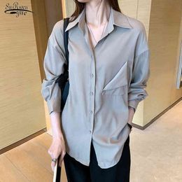 Elegant Shirts Women Office Lady Shirt Vintage Long Sleeve Blouse Hong Kong Style Solid Fashion Tops Plus Size 4XL 11394 210521