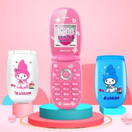 W11 Mini Clamshell Kids Cartoon Mobile Phone 1.44" Single Sim MP3 Bluetooth Handsfree Earphone Small Flip Cute Girl CellPhone For Children Student