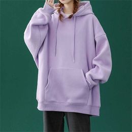 LEGIBLE Oversize Hoodie pulovers Hooded Cotton Thicken Warm Loose Women Sweatshirts Female 211129