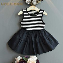 LOVE DD&MM Girls Clothes Sets Children's Striped Top + Ball Gown Dress 2pcs Clothing Set For Girl Kids Costumes 210715