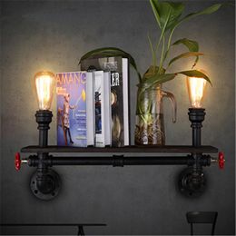 Loft Retro Water Pipe Bookshelves Wall Lamps Industrial Restaurant Bar American Living Room Study Iron Sconces Lights Fixtures
