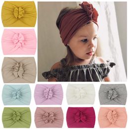 Kids Baby Girl Turban Soft Nylon Headwraps Bow Knot Headbands Stretchy Hair Bands Children Little Girls Fashion Hair Accessories 748 V2