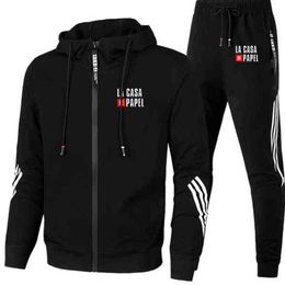 2021 House of Paper Money Heist La Casa De Papel New Autumn Sets Hoodies+Pants Comfortable Harajuku Suits Casual Men Sportswear G1217