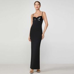 Ocstrade Runway Sequin Bandage Dress Arrivals Women Sexy Spaghetti Strap Black Bodycon Club Evening 210527