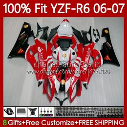 Injection Mould Body For YAMAHA YZF R 6 600 CC YZF-R6 YZF600 2006-2007 MOTO Bodywork 98No.17 YZF R6 600CC YZFR6 06 07 YZF-600 2006 2007 OEM Fairing Kit 100% Fit factrory red blk