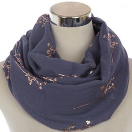 women navy scarf Canada - Scarves Winfox 2021 Women Ring Snood Neck Scarf Black Grey Navy Metallic Gold Foil Glitter Floral Tree Branches Infinity