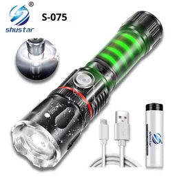 Rechargeable Led Flashlight With Surrounding Cob Lamp And Tail Magnet 4 Lighting Modes Waterproof Camping Torch J220713