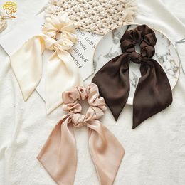 Hair Accessories Korean Net Celebrities INS Sweet Imitation Silk Bow Ribbon Large Circle French Retro Wide Head Rope Female
