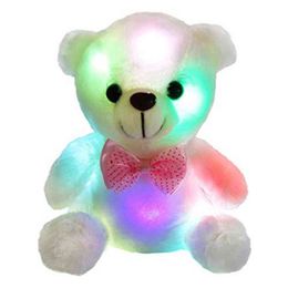 LED Glowing Small Bear Stuffed Doll Night Light Animals Plush Toys for girls Kids Gifts for the New Year Y211119