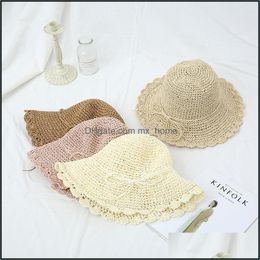 Other Textile Textiles Home & Garden Mti-Color Foldable St Female Summer Beach Hats Protection Sun Fisherman Hat Korean With Hand-Woven Vt01