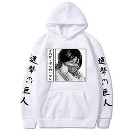 Attack on Titan Manga Hoodies Sweatshirt Anime Mikasa Ackerman Printed Long Sleeve Casual Hoodies Tops Y0809