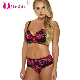 Sexy Set Mierside 955 Women Sexy Underwear Plus Size Printing Push Up Bra Set Sexy Casual Brief And Big Size L2304