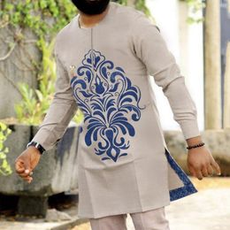 Ethnic Clothing Summer Arrival 2021 Fashion Style African Men Printing Plus Size Long Sleeve Shirts S-4XL Clothes No Pant