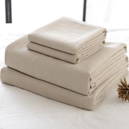 Bedding Sets Linen Four-Piece Set Bed Sheet Winter Minimalist Solid Colour Light Luxury Bare Sleeping In Stock