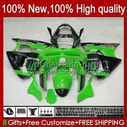 Body Kit For KAWASAKI NINJA ZX-6R ZX-636 ZX600 ZX6R 98 99 Bodywork 16No.59 ZX-600 600CC ZX636 1998 1999 ZX 636 600 CC 6 R 6R ZX600CC 98-99 Motorcycle Fairing green factory