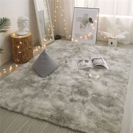 Plush carpet living room Decoration Children bed Fluffy Mat for hallway Non-slip Hair Rugs Bedside designs 220301