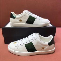 Designer Sneakers Biene Schlange Freizeitschuhe Männer Frauen Trainer Echtes Leder Trainer Chaussures Weiß Stickerei Streifen Schuh mit Box